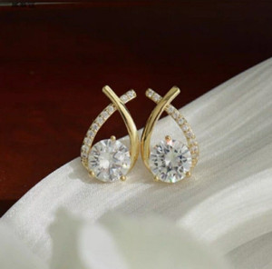 BLINGEE Earrings for Women Girls Korean Western Light Weight trendy shiny Cubic Zirconia, Diamond, Crystal Alloy Stud Earring, Earring Set