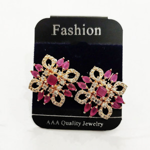 Jewels Corner Graceful partywear RUBY AD EARRING Cubic Zirconia Brass Stud Earring