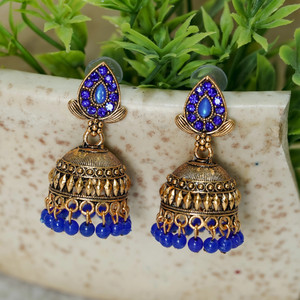 IFQARA Traditonal Light Weight Pearl Gold Platted Earrings for Girl & Women Alloy Jhumki Earring