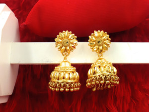 अनुजीत फैशन हब Gold Plated Covering 5 metal Impon Bombay Plain For Women & Girls Copper Jhumki Earring