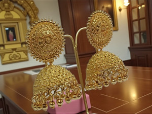 ASSCHI Traditional Antique Gold-Plated Bridal Jhumka Earrings for Women & Girls Alloy Stud Earring