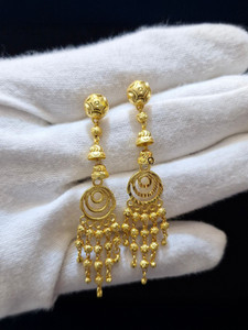 Ansh Enterpris Hanging Sui Dhaga Earring Crystal Brass Jhumki Earring