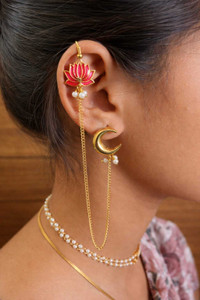 Sarvadnya Jewels Antique Lotus-Bloomed Kashmiri Dejhoor Earrings for Bridal & Wedding Wear Alloy Earring Set
