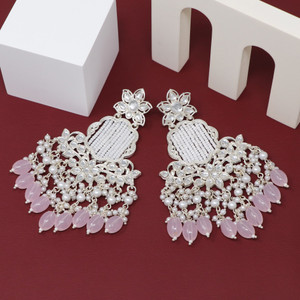 BELWICK Chandbali Kundan Pearl Beads Alloy Earring Set