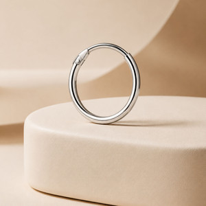 HighSpark Mens Round Classic Hoop Earrings in 92.5 Sterling Silver - 12mm Zircon Sterling Silver Hoop Earring