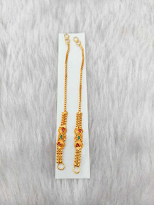 YuviKrissh Women's Elegant Traditional Wear Golden Ear Chain For Women & Girls Alloy Earring Set