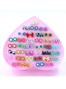 Skylofts Pack of 36 Earring Set Artificial Jewellery for Girls Stud Earring for Kids Plastic Stud Earring