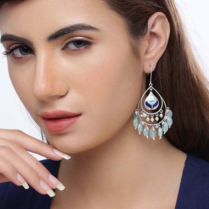 Voylla Bagh E Fiza Green Beads Earrings Brass Drops & Danglers