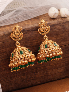 RUBANS Gold-Plated Cubic Zirconia Brass Jhumki Earring