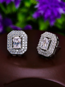 Pissara by Sukkhi 925 Sterling Silver Earrings |with Authenticity Certificate & 6 Months Warranty Cubic Zirconia Silver Stud Earring