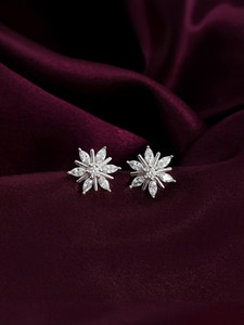 Voylla Generic Flower Shape Diamond Earring Sterling Silver Stud Earring