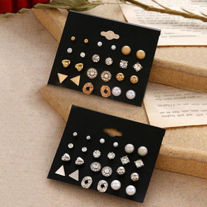 TheVineGirl Combo Of 24 Pair Golden and Silver Earrings For Women And Girls Alloy Stud Earring