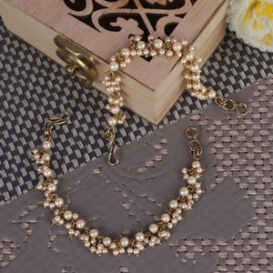 Saloni Fashion Jewellery Traditional Superb Long Chain Gold Plated Set of 2 Pearl Guchha Ear-Chain Pearl Brass Ear Thread