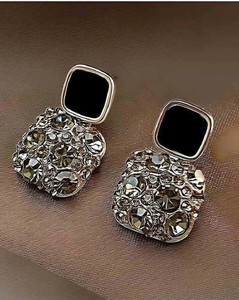 ALONZO Earings for Women and Girls Crystal Crystal, German Silver, Metal, Stone Stud Earring