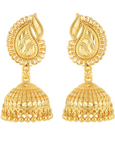 MEENAZ 1 one gram gold South Indian Temple jewellery set 18k Brass Copper 22kt Stylish Fancy Casual daily use Simple party wear Ethnic Antique Bridal Wedding latest maharashtrian design Combo Matt Gunghroo Big Heavy Stud Pendant Meenakari Flower Round Gold Peacock jhumki Jhumkas Jhumka earrings earing golden Bali ear rings for women girls ladies girlfriend valentine gifts matte GOLD JHUMKI-M159 Ruby Brass, Copper, Metal, Alloy, Enamel, Crystal, Stone Jhumki Earring