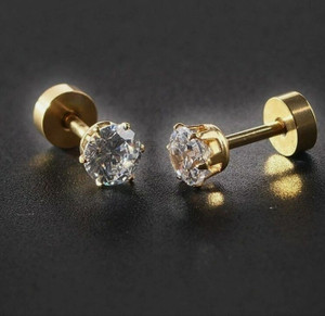 Sharvi Crystal Studs Golden Color For Men and boys Crystal Alloy, Stainless Steel, Stone Stud Earring, Rhinestone Studs