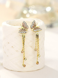 YELLOW CHIMES Strings Butterfly Alloy Drops & Danglers