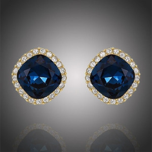 Lady Raiment Navy Blue Crystal Stud Earrings with Stone Work | Party & Wedding Wear Earrings Zircon, Ruby Brass Stud Earring