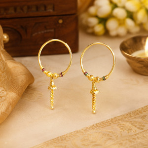 Aksha Gold Plated Ethnic Hoop Bali Dangler Earrings - Image 5
