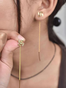LAKSHYA COLLECTIONS Stylish One Gram Gold Plated Swastik Suidhaga Earring Brass Earring Set, Ear Thread, Drops & Danglers