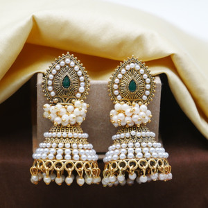 Antico Traditional Ethnic Pearl Jhumka Jhumki Earrings for Girls and Women Pearl Alloy Jhumki Earring, Drops & Danglers, Chandbali Earring