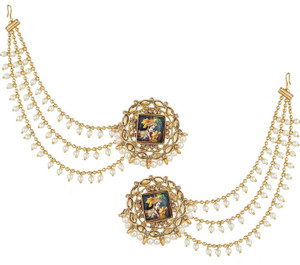 LUXOR Temple Jewellery Bahubali Long chain Jhumkha Pearl Diamond Alloy Jhumki Earring