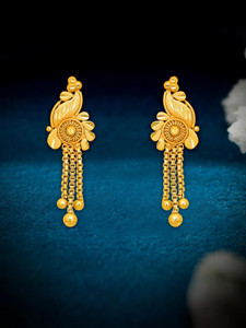 LUV FASHION Traditional Micron Gold Plated Matte Finish Earrings For Women And Girls Brass Drops & Danglers