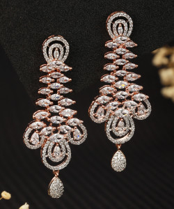 SARAF RS JEWELLERY Stunning Rose Gold plated American Diamond studded Earrings Cubic Zirconia Brass Drops & Danglers