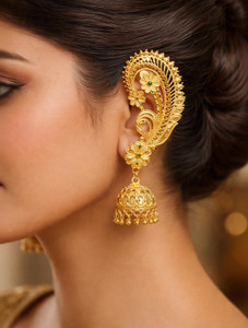 ImiGem Kaanphool_0001 Brass, Copper Cuff Earring, Jhumki Earring, Earring Set