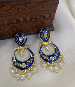 Fashion Theme Women Jhumka Blue Earrings Pearl Jhumkas Small Jhumki for Women & Girls Pearl Brass Chandbali Earring, Drops & Danglers, Jhumki Earring