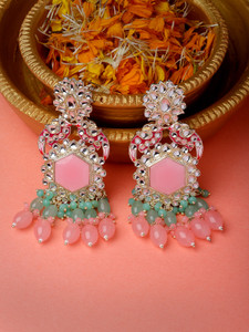 Studio Sukkhi Fashionable Gold Plated Kundan With Meenakari Multicolor Dangle Drop Earrings Alloy Drops & Danglers