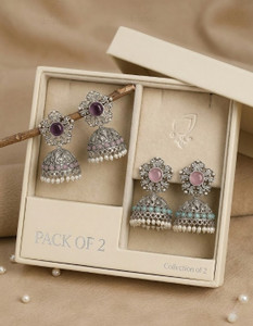 DANGAR ENTERPRISE Antique Temple Design Jhumka Earrings with Pearl Drops Traditiona Ethnic Jewelry Alloy Jhumki Earring