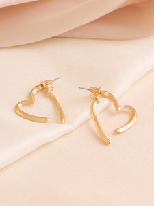 YELLOW CHIMES Golden Heart Shaped Drop Earrings | Western Style Women Earrings Metal Hoop Earring