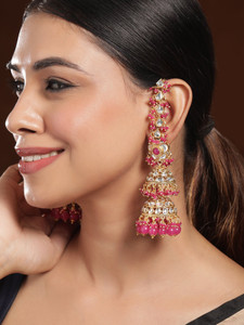 RUBANS 22K Gold Plated Cubic Zirconia Brass Jhumki Earring