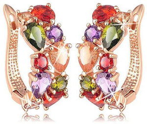 YELLOW CHIMES Flowerets Vine Zircon Brass Clip-on Earring