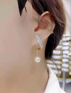 polluxcraft New Designer Western Korean Earrings For Girls and Women Pearl Alloy Drops & Danglers