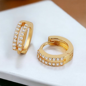 MYKI Minimal Bali Earrings For Women & Girls Swarovski Zirconia Stainless Steel Hoop Earring