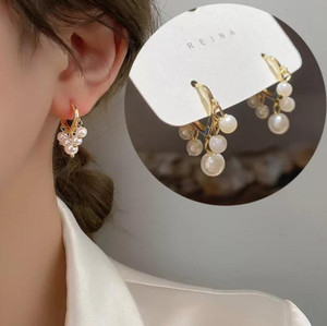 AKISON JEWELS Light Weight Korean Earrings for girls women Pearl Earrings fancy stylish Pearl Alloy Hoop Earring, Ear Thread, Jhumki Earring, Huggie Earring