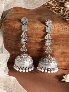 RUBANS Boho Elegance Oxidized Jhumka Earrings for Artistic Style Alloy Jhumki Earring