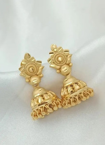 pearl jewellery LORDS JEWELS Yellow 1 Gram Gold Jhumki Earring Brass Jhumki Earring, Stud Earring