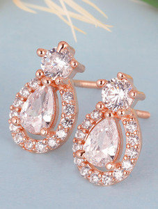 GIVA Sterling Silver Rose Gold Elegant Pear Drop Earrings for Women and Girls Zircon Sterling Silver Stud Earring