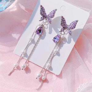 Miraclewood NEW Korean Butterfly Pearl Diamond of Women for Girls Stylish Party wear earring Cubic Zirconia, Diamond, Crystal, Pearl Alloy Drops & Danglers, Hoop Earring, Huggie Earring, Tassel Earring, Earring Set