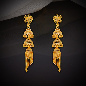 द्रष्टि कलेक्शन Traditional Long Bali Jhumkhi Earrings For Women And Girls Brass Jhumki Earring