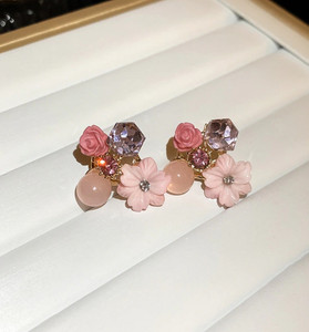 AKISON JEWELS Trendy Earrings For Women Girls Korean western Stylish fancy light weight Flower Pearl, Crystal, Cubic Zirconia, Diamond Alloy Stud Earring, Earring Set