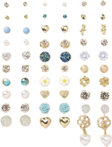 RARE ONE STUDIO Jewellery For Women Girls Multicolor Earrimgs Combo of 30 Brass Stud Earring