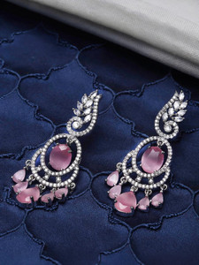 GEMRON JEWEL American Diamond Premium Crystal Alloy Stud Earring Cubic Zirconia Alloy Chandbali Earring, Stud Earring, Plug Earring, Cuff Earring, Drops & Danglers