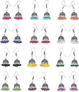 alysa Combo of 12 Pair Beautifully Crafted Small Alloy Jhumki Earring