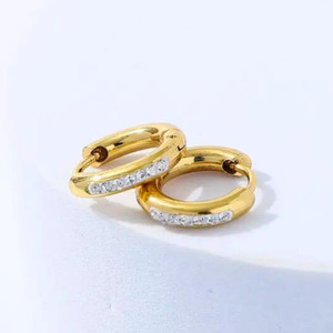 Style Wind Elegant Latest Fashion Bali Cubic Zirconia Stainless Steel Hoop Earring