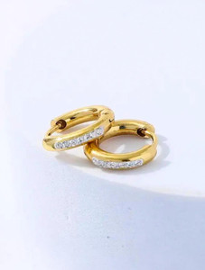 Style Wind Elegant Latest Fashion Bali Cubic Zirconia Stainless Steel Hoop Earring