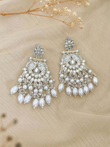 DANGAR ENTERPRISE gold plated pearl work white diamond traditional kundan Diamond Brass Jhumki Earring